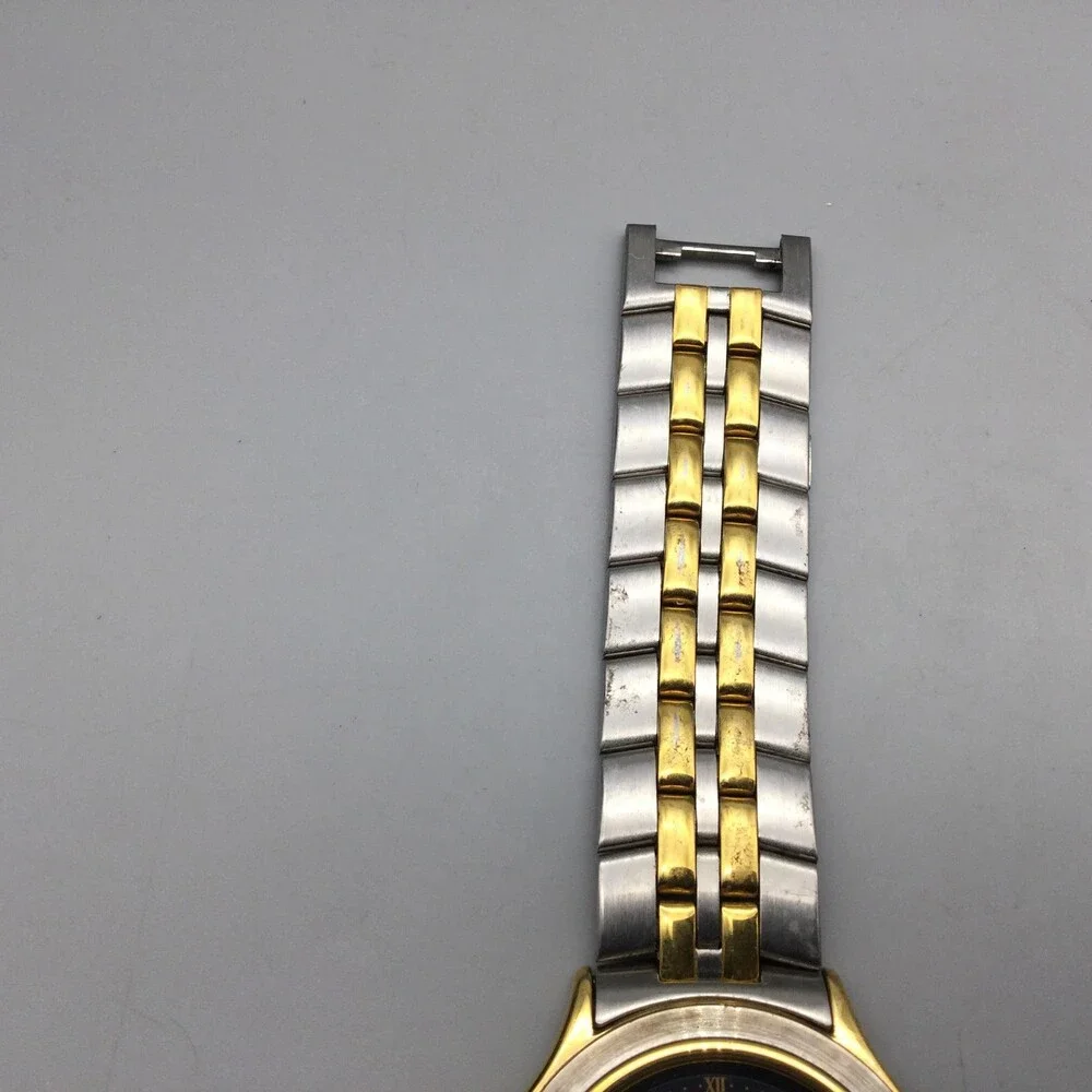 Pulsar Mens Watch 36mm Black Dial Two Tone Steel Date V729-6A00 New Battery 7
